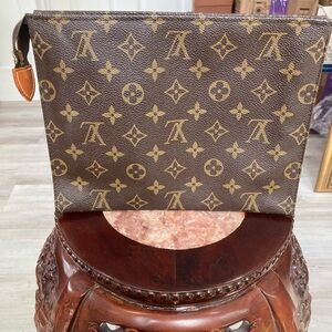 Pre-Loved Authentic Louis Vuitton Coated Canvas Monogram Large Pouch
